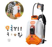VEVOR Pulverizador de Mochila a Batería, Pulverizador Eléctrico de Mochila Portátil de 16 L con 2 Varillas Retráctiles y 8 Boquillas, Ajustable de 0-90 PSI, 4 Horas de Autonomía para Jardín, Césped
