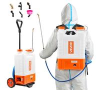 VEVOR Pulverizador de Mochila con Carro, Presión Ajustable 0-94 PSI, Tanque con Ruedas de 15L, con 8 Boquillas, 2 Varillas, Tapa de Boca Ancha para Jardín, Desmalezado, Pulverización, Limpieza