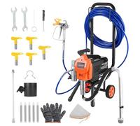 VEVOR Pulverizador de Pintura sin Aire 1500 W 3300 PSI, Máquina de Pintura Airless con Carrito, con Cepillo de Limpieza, Manguera, Tubo de Extensión, Boquillas, para Apartamentos y Edificios