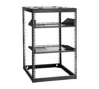 VEVOR Rack de Red Abierto de 16U, 585 mm de Profundidad, Rack de Servidores de Pared o de Suelo, Resistente 4 Postes, con Estantes Ventilados y Herrajes de Montaje, para Todo Equipo de Red/IT/AV