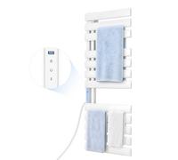 VEVOR Radiador Toallero Eléctrico de Baño 12 Barras Seca Toallas Blanco, Montaje de Pared, Temperatura Ajustable 0-55°C, Impermeable IPX4, con Pantalla Táctil y Temporizador, Aleación de Aluminio