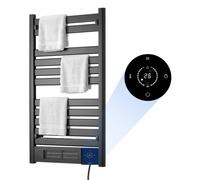 VEVOR Radiador Toallero Eléctrico de Baño Seca Toallas 11 Barras Negro, Temperatura Ajustable 5-40°C, Control Remoto y de APP, Impermeable IPX4, Temporizador, Pantalla Táctil, Aleación de Aluminio