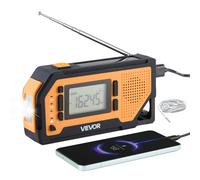 VEVOR Radio de Emergencia Portátil, Batería de 2000 mAh, Alerta FM/Am/WB/NOAA, Radio Solar de Manivela, con Cable de Carga USB, Alarma SOS y Linterna, para Emergencias al Aire Libre, Camping