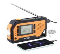 VEVOR Radio de Emergencia Portátil, Batería de 2000 mAh, Alerta FM/AM/WB/NOAA, Radio Solar de Manivela, con Cable de Carga USB, Alarma SOS y Linterna, para Emergencias al Aire Libre, Camping