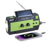 VEVOR Radio de Emergencia Portátil, Batería de 4000 mAh, Alerta FM/Am/WB/NOAA, Radio Solar de Manivela, con Cable de Carga USB, Alarma SOS y Linterna, para Emergencias al Aire Libre, Camping