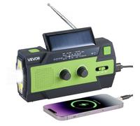 VEVOR Radio de Emergencia Portátil, Batería de 4000 mAh, Alerta FM/AM/WB/NOAA, Radio Solar de Manivela, con Cable de Carga USB, Alarma SOS y Linterna, para Emergencias al Aire Libre, Camping