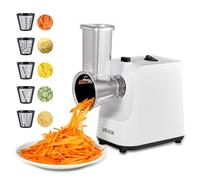 VEVOR Rallador de Queso Eléctrico 5 en 1, ABS, Cortador de Ensaladas de 200 W, con 5 Accesorios, Cuchillas de Acero Inoxidable para Verduras y Queso, Corte Rápido, 240 x 125 x 270 mm, Blanco