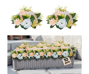 VEVOR Ramo de Bolas de Flores Artificiales, 10 uds, 24 cm Diámetro, Ideal para Centros de Mesa de Boda, Arreglos de Rosas para Decoración del Hogar, Color Champán y Blanco, 240 x 240 x 120 mm