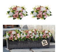 VEVOR Ramo de Bolas de Flores Artificiales, 10 Unidades, 24 cm de Diámetro, Ideales para Centros de Mesa de Boda, Arreglos de Rosas Exuberantes para Decoración del Hogar, Color Rosa y Blanca
