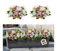 VEVOR Ramo de Bolas de Flores Artificiales, 10 Unidades, 24 cm de Diámetro, Ideales para Centros de Mesa de Boda, Arreglos de Rosas Exuberantes para Decoración del Hogar, Color Rosa y Blanca