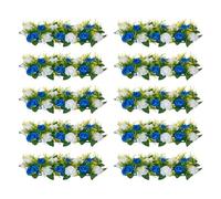 VEVOR Ramo de Bolas de Flores Artificiales, 10 Unidades, Ideal para Centros de Mesa de Boda, Arreglos de Rosas Artificiales para Decoración del Hogar, Rosas Azules y Blancas, 500 x 220 x 120 mm