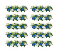 VEVOR Ramo de Bolas de Flores Artificiales, 10 Unidades, Ideal para Centros de Mesa de Boda, Arreglos de Rosas Artificiales para Decoración del Hogar, Rosas Azules y Blancas, 500 x 220 x 120 mm
