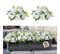 VEVOR Ramo de Bolas de Flores Artificiales Exuberantes, 10 Unidades, Color Blanco, Ideales para Bodas, Fiestas, Mesas de Recepción, Exhibiciones de Postres, Fácil de Ajustar, 240 x 240 x 120 mm