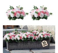 VEVOR Ramo de Bolas de Flores Artificiales Exuberantes, 10 Unidades, Diámetro Máx. 450 mm, para Centros de Mesa de Boda, Arreglos de Rosas para Decoración del Hogar, Rosa y Blanco, 450 x 450 x 270 mm
