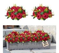 VEVOR Ramo de Bolas de Flores Artificiales Exuberantes, Estilo Versátil, Rosas Rojas para Centros de Mesa de Boda, Pétalos de Tela Seda, Plantas Acuáticas de Plástico, 240 x 240 x 120 mm, 10 uds