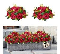 VEVOR Ramo de Bolas de Flores Artificiales Exuberantes, Estilo Versátil, Rosas Rojas para Centros de Mesa de Boda, Pétalos de Tela Seda, Plantas Acuáticas de Plástico, 240 x 240 x 120 mm, 10 uds