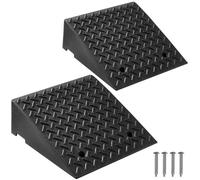 VEVOR Rampa de Goma para Bordillos 2 Piezas Puente de Bordillo Alto de 18 cm Carga de 3,175 T con Depósito de Drenaje, para Sillas de Ruedas, Motocicletas, Coches, Cortacéspedes, Remolques, Negro