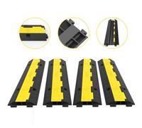 VEVOR Rampa de Protección de Cable 4 Piezas 2 Vías Canaleta Pasacables de Suelo 3,2x3,1cm Protector de Cables de Caucho y PVC Capacidad de Carga 4,989kg Cubiertas de suelo para Cables Negro y Amarillo
