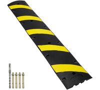 VEVOR Rampa de Protección de Cable 2 Canales Pasacables de Suelo 183x30x4,5 cm Protector de Cables de Goma 10000kg con 4 Tornillos de Expansión 1 Broca para Carreteras Estacionamientos, Negro/Amarillo