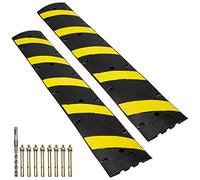 VEVOR Rampa de Protección de Cable de 2 Vías 2 PCS Pasacables de Suelo 183x30x4,5cm Protector de Cables de Goma Carga de 10000kg, 8 Tornillos 1 Broca para Carreteras Estacionamientos, Negro y Amarillo