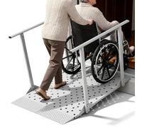 VEVOR Rampa para Silla de Ruedas con Pasamanos 1140 x 850 mm, Rampa de Umbral de Acier au CarboneAntideslizante, Capacidad de 199,6 kg para Escalones, Puertas, Bordillos, Scooters, Uso Residencial