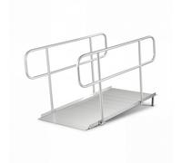 VEVOR Rampa para Silla de Ruedas con Pasamanos 1806 x 830 mm, Rampa de Umbral de Aluminio Antideslizante con Patas Ajustables, Capacidad de 454 kg para Puertas Entradas Andadores Escalones y Scooters