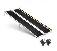 VEVOR Rampa para Silla de Ruedas Plegable 2440 x 745 mm, Rampa de Umbral de Aluminio Antideslizante con Capacidad de Carga 362,9 kg para Puertas, Scooters, Entradas, Escaleras, Andadores y Uso Diario