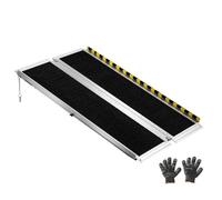 VEVOR Rampa para Silla de Ruedas Plegable Aluminio 1219,2 x 736,6 x 50,8 mm, Rampa de Umbral Antideslizante con Capacidad de 362,9 kg para Puertas, Andadores, Escaleras, Scooters, Entradas, Uso Diario