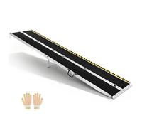 VEVOR Rampa para Silla de Ruedas Plegable Antideslizante 3640 x 735 mm, Rampa de Umbral de Aluminio con Capacidad de Carga 362,9 kg para Escaleras, Puertas, Andadores, Scooters, Entradas y Uso Diario