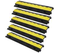 VEVOR Rampa protectora de cables, paquete de 5, 2 canales, capacidad de 22,000 lbs/eje, cubierta de alambre de TPU resistente, rampa protectora de manguera, rampa de entrada, retardador de velocidad d
