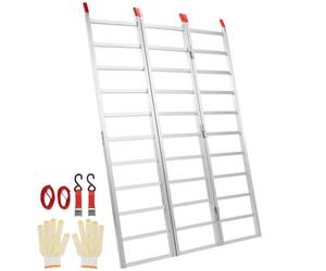 VEVOR Rampas de Carga de Aluminio 0,7 T Rampa de Acceso de 3 Pliegues con Correas de Carga, Riel de Carga Plegable para Motocicleta, Tractor, ATV, camión, cortacésped, quitanieves, 196x138 cm