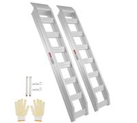 VEVOR Rampas de Carga de Aluminio Carga 4T Rampa de Acceso con Extremo de fijación Superior con Gancho, Riel de Carga para Motocicleta, Tractor, ATV, camión, cortacésped, 183x38cm, 2 Piezas