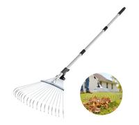 VEVOR Rastrillo de Hojas, 18 Púas Metálicas, Rastrillo Ajustable de Jardín con Cabezal de 195-435 mm de Ancho y Mango de 820-1415 mm, Herramienta para Quitar Hojas en Jardinería, Patio, Césped