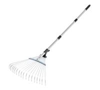 VEVOR Rastrillo de Hojas, 18 Púas Metálicas, Rastrillo Ajustable de Jardín con Cabezal de 195-435 mm de Ancho y Mango de 820-1415 mm, Herramienta para Quitar Hojas en Jardinería, Patio, Césped