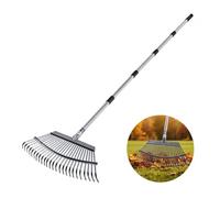 VEVOR Rastrillo de Hojas, 25 Púas Metálicas, Rastrillo de Jardín para Césped con Cabezal de 465 mm de Ancho y Pértiga Ajustable de 92,5-185 cm Herramienta para Quitar Hojas en Jardinería y Césped