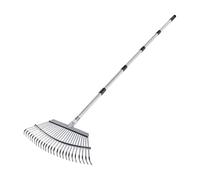 VEVOR Rastrillo de Hojas, 25 Púas Metálicas, Rastrillo de Jardín para Césped con Cabezal de 465 mm de Ancho y Pértiga Ajustable de 92,5-185 cm Herramienta para Quitar Hojas en Jardinería y Césped