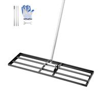 VEVOR Rastrillo Nivelador de Césped con Mango, Placa de Suelo de 254 x 914 mm, Nivelador de Suelo de Acero al Carbono Resistente a la Oxidación, 3 Alturas Ajustables, para Cancha de Golf, Patio