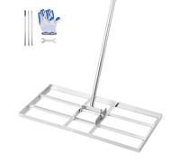 VEVOR Rastrillo Nivelador de Césped con Mango, Placa de Suelo de 355 x 762 mm, Nivelador de Suelo de Acero al Carbono Resistente a la Oxidación, 2 Alturas Ajustables, para Cancha de Golf, Patio
