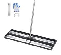 VEVOR Rastrillo Nivelador de Césped con Rodillos, 1218 x 255 mm, Rastrillo de Nivelación de Césped, Mango Ajustable, con Kit de Accesorios, Acero al Carbono, para Arena Tierra de Jardín Campo de Golf