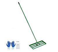 VEVOR Rastrillo Nivelador de Césped de 76x25.4 cm, Mango de Acero, Placa Base de 1981 mm, Rastrillo Nivelador de Suelo Resistente de Aleación de Aluminio para Césped, Golf, Patio, Campos de Jardín