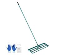 VEVOR Rastrillo Nivelador de Césped de 914x254 mm, Mango de Acero, Placa Base de 1981 mm, Rastrillo Nivelador de Suelo Resistente de Aleación de Aluminio para Césped, Golf, Patio, Campos de Jardín