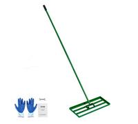VEVOR Rastrillo Nivelador de Césped de 760x254 mm, Mango de Acero, Placa Base de 1981 mm, Rastrillo Nivelador de Suelo Resistente de Aleación de Aluminio para Césped, Golf, Patio, Campos de Jardín