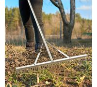 VEVOR Rastrillo de Paisaje Rastrillo de Aleación de Aluminio con Cabezal de 914 mm Rastrillo de Malezas con Mango Largo de 1915 mm para Aflojar la Tierra, Cuidado del Césped, Lago, Jardín, Estanque