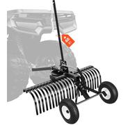 VEVOR Rastrillo para Tractor 122 cm de Ancho, Escarificador de Césped con 24 Dientes de Acero, Ruedas, Altura y Ángulo Ajustables, Compatible con UTV ATV, para Limpiar Hojas Nivelar Terreno Jardinería