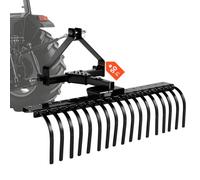 VEVOR Rastrillo para Tractor 127 cm de Ancho, Escarificador de Césped con 17 Púas de Acero, Ángulo Ajustable, Compatible con Tractor de Categoría 1 con Enganche Tripuntal, para Jardinería Limpieza