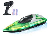 VEVOR RC Boat, 2.4GHz 12 km/h, Barco de Control Remoto para Piscinas y Lagos, Barco de Carreras con Luz LED, 2 Baterías Recargables, Cuerpo Completo Impermeable, Juguete de Juego Acuático Regalo para 