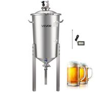 VEVOR Recipiente de Fermentación Cónico de Acero Inoxidable, 30 L, para Elaboración Casera de Cerveza y Vino, Caldera de Fermentación con Fondo Cónico, Patas Extensibles, Tapa, Asa y Termómetro