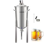 VEVOR Recipiente de Fermentación Cónico de Acero Inoxidable, 30 L, para Elaboración Casera de Cerveza y Vino, Caldera de Fermentación con Fondo Cónico, Patas Extensibles, Tapa, Asa y Termómetro