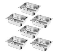 VEVOR Recipiente Gastronorm para Hotel 1/2 Tamaño, Paquete de 6, 6 L, Recipientes Reutilizables, Acero Inoxidable, Bandeja para Alimentos para Fiestas, Restaurantes y Bufés, 325 x 265 x 99 mm