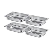 VEVOR Recipiente Gastronorm Reutilizable 1/2 Tamaño, Bandeja de Empanado de Acero Inoxidable, Contenedor de Alimentos para Fiestas, Catering, Restaurantes y Bufés, 325 x 265 x 64 mm, 4 uds, 3,8 L